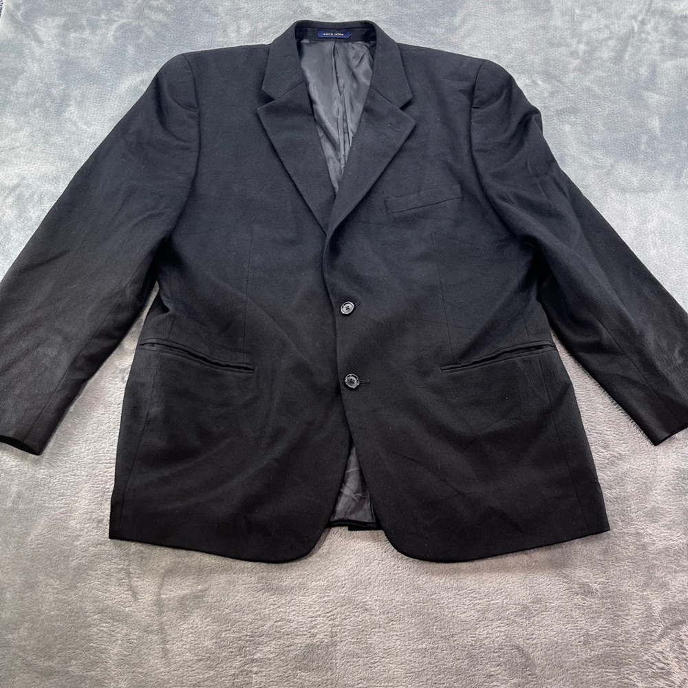 Club Room Mens 44R Black 100% Cashmere Blazer Two Button Sport Coat Jacket